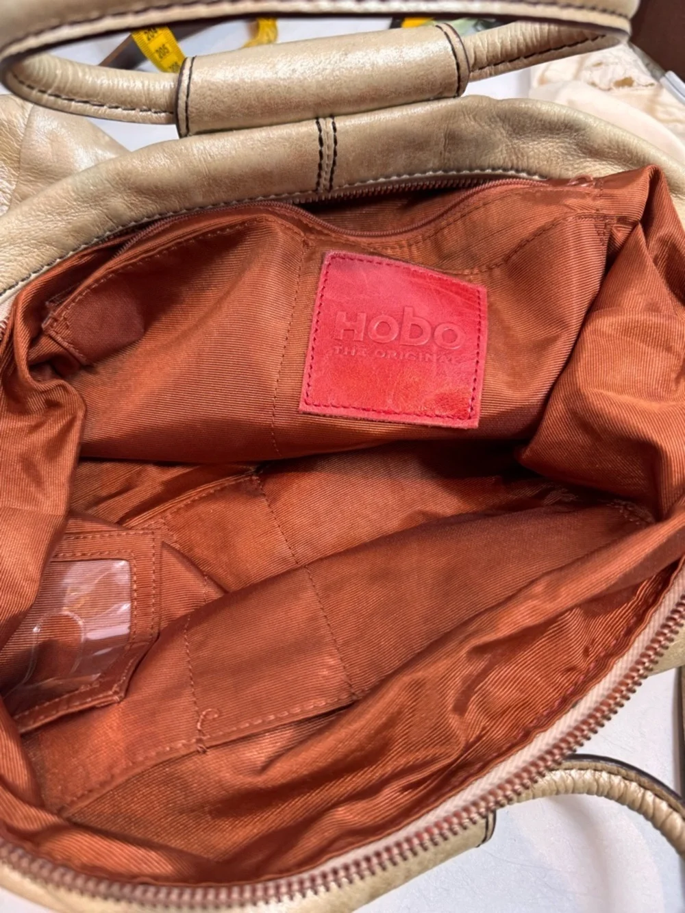 HOBO Metallic Gold Leather Top-Handle large Shiela Satchel rose gold hardware
